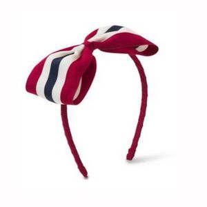 NWT Janie and Jack Maroon White Navy Bow Headband